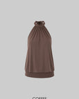IAMXIAA Open-Back Halter Neck Draped Sleeveless Top