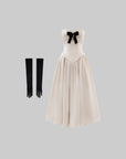 Rase Le Sol Strapless Dress Set With Gloves And Faux Fur Bolero