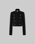 ROVENTE Silver Button Military Jacket & Tailored Micro Shorts Set