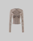 Hydrae Cutout Lace Top & Leather-Look Shorts Set