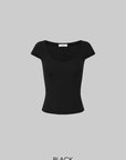 IAMXIAA Soft Stretch V-Neck Body-Hugging Cap Sleeve Top