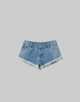 WARDEN EDGE Raw Hem V-Cut Denim Shorts - PINKPARKS