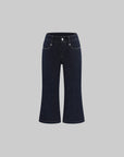 Hydrae Dark Indigo Embroidered Cropped Flare Denim Pants