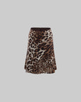 ROVENTE Leopard Print Satin Bias-Cut Midi Skirt