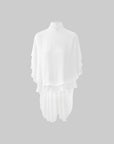 ROVENTE Draped Layered Cape Blouse - PINKPARKS