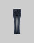 WARDEN EDGE Washed Blue Slim Straight-Leg Denim Pants with Angled Tabs & Contrast Stitching
