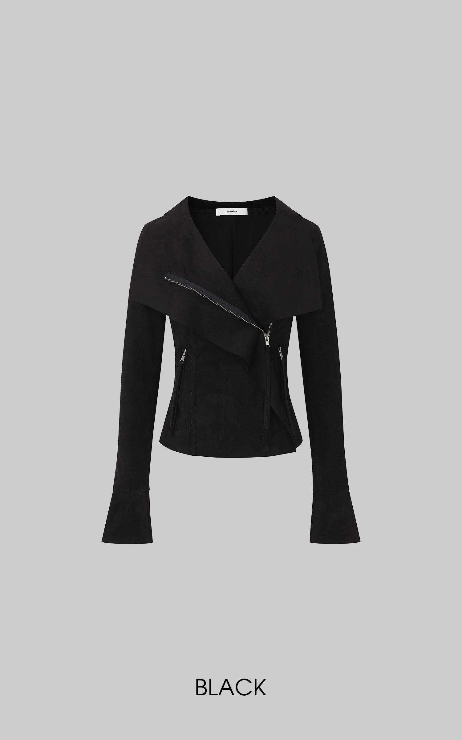 IAMXIAA Cropped Moto Jacket with Asymmetric Zip