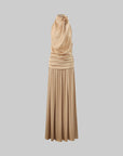 ROVENTE Draped Backless Rose Maxi Dress - PINKPARKS