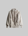 DOINDULGE Faux Fur-Panel Textured Jacket