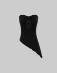 Hydrae Strapless Lace Panel Asymmetric Hem Top