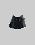 Rase le sol Pleated PU Leather Mini Skirt - PINKPARKS
