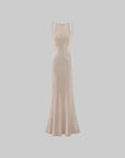 ROVENTE Rhinestone Mesh Halter Maxi Dress
