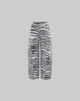 WARDEN EDGE White Zebra-Pattern Wide-Leg Trousers