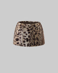 ROVENTE Plush Leopard Print Mini Skirt with Built-In Shorts