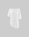 Rase le sol Asymmetric Drape Off-Shoulder Top