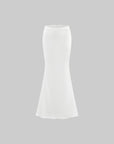 ROVENTE Satin Mermaid Maxi Skirt with Lace Waist Detail