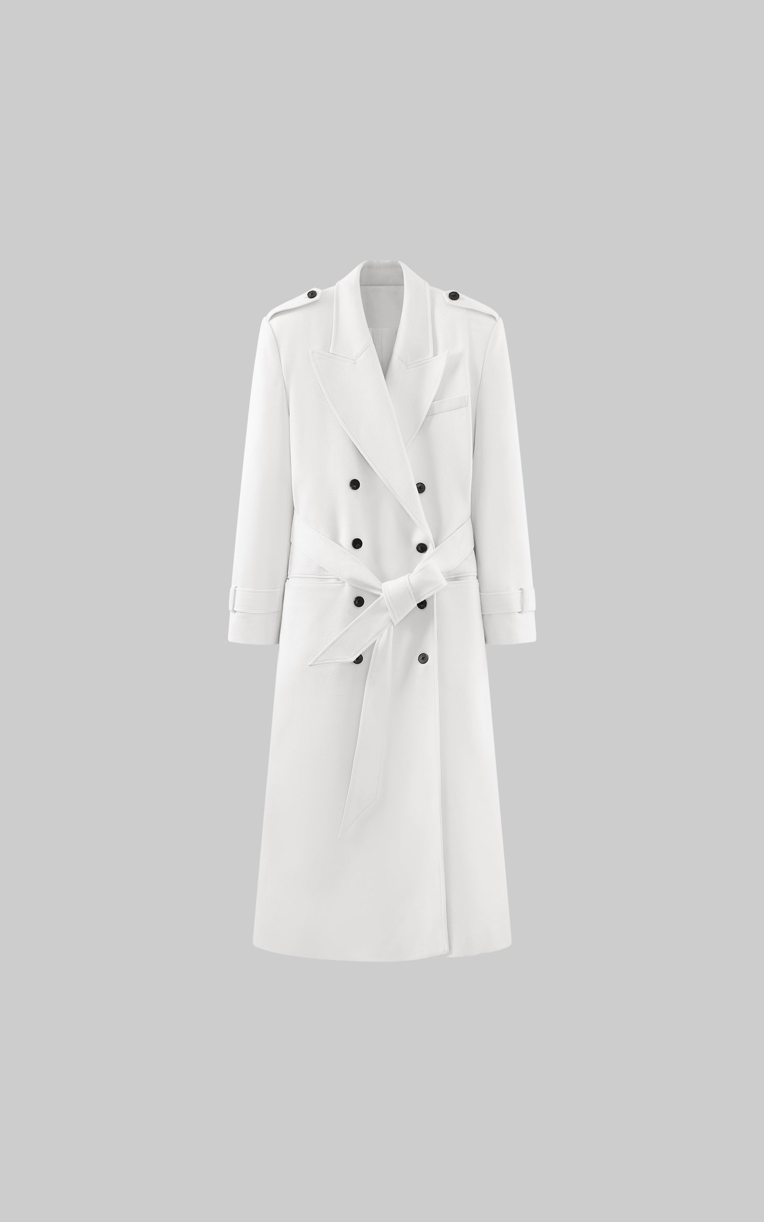 ROVENTE Long Double-Breasted Belted Coat