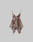 ROVENTE Leopard Beaded Handkerchief Camisole Top