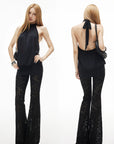 IAMXIAA Open-Back Halter Neck Draped Sleeveless Top