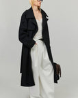 0122stepll Oversized Military Belted Long Wool Trench Coat