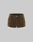 WARDEN EDGE Low-Rise Cargo Shorts with Distressed Hem and Inner Layer Detail
