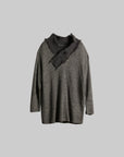 DOINDULGE Textured Asymmetric Collar Knit Sweater