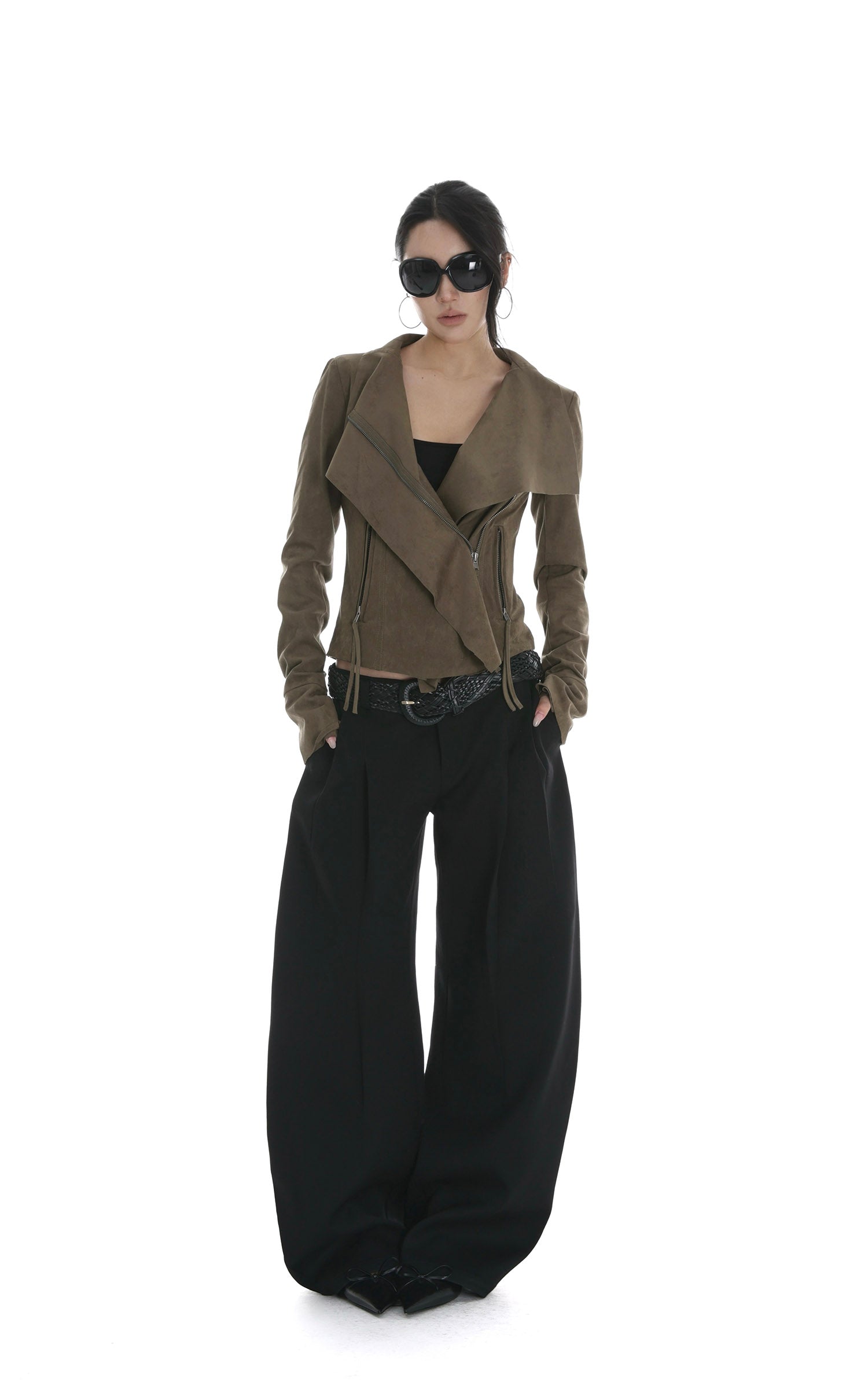IAMXIAA Cropped Moto Jacket with Asymmetric Zip