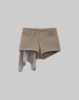 WARDEN EDGE Asymmetric Layered Shorts with Striped Draped Panel