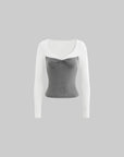 DreamyNerd Contrast Ribbed Long Sleeve Tee