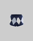 Rase le sol Retro Color-Block Argyle Knitted Shorts - PINKPARKS