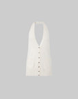 IAMXIAA Deep Halter Open-Back Button Knit Tank Top