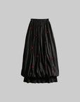 DOINDULGE Black Pleated Skirt Red Button Accents