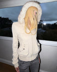 Rase le sol Fur-Trimmed Sculpted Hooded Jacket
