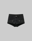 WARDEN EDGE Zipper Detail Low-Rise Denim Shorts