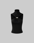 ROVENTE Black Halterneck Top with Metal Clasp - PINKPARKS