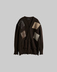 DOINDULGE Patchwork Distressed Knit Cardigan