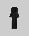 DOINDULGE Pleated Panel Braided Waist Long Sleeve Sculptural Maxi Dress