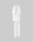 DreamyNerd Ruched Halter Top & Draped Maxi Skirt Set - PINKPARKS