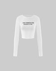 WARDEN EDGE Love Yourself Graphic Cropped Long Sleeve Top