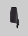 0122stepll Asymmetric Draped Midi Skirt