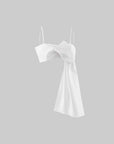 0122stepll Draped Bow Camisole & Lace-Waist Satin Maxi Skirt Set