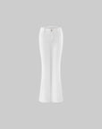 ROVENTE Low-Rise Slim Fit White Denim Flare Jeans