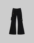 Low pixel Detachable Pocket Flared Denim Pants