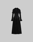 DOINDULGE Deep V Corset Waist Pleated Maxi Dress