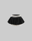 WARDEN EDGE Lace Trim Bubble Mini Skirt With Layered Ruffle Hem