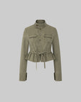 IAMXIAA Utility Peplum Jacket & Draped Midi Skirt Two-Piece Set