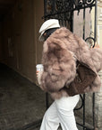 ROVENTE Faux Fur Jacket with Scarf Detail