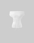 ROVENTE Off-Shoulder Corset Mesh Top in White - PINKPARKS