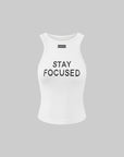 WARDEN EDGE Ribbed Racerback Tank Top with Contrast Lettering - PINKPARKS
