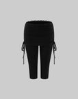 Hydrae Lace-Trim Ruched Skirt-Overlay Capri Pants